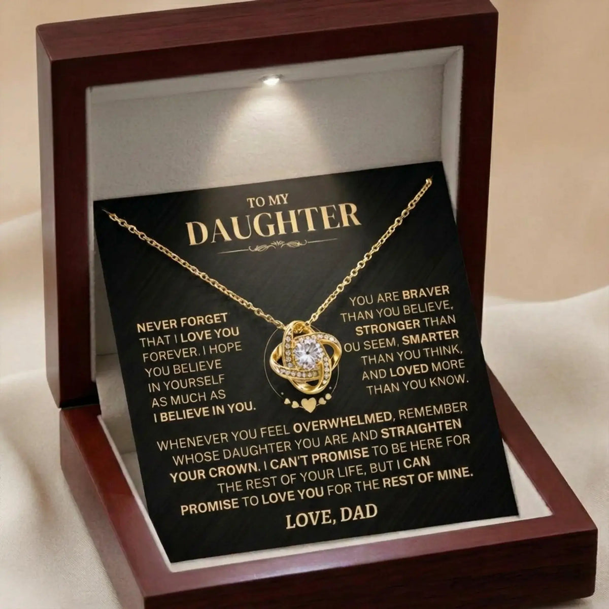 "To My Daughter" - Love Knot Necklace