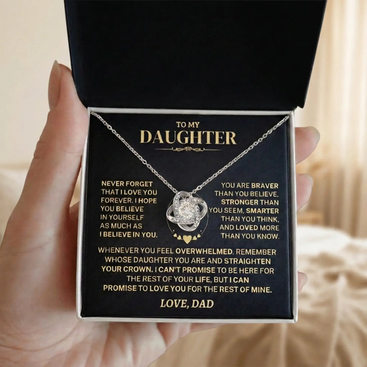 "To My Daughter" - Love Knot Necklace