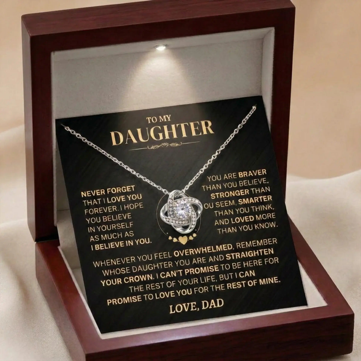 "To My Daughter" - Love Knot Necklace